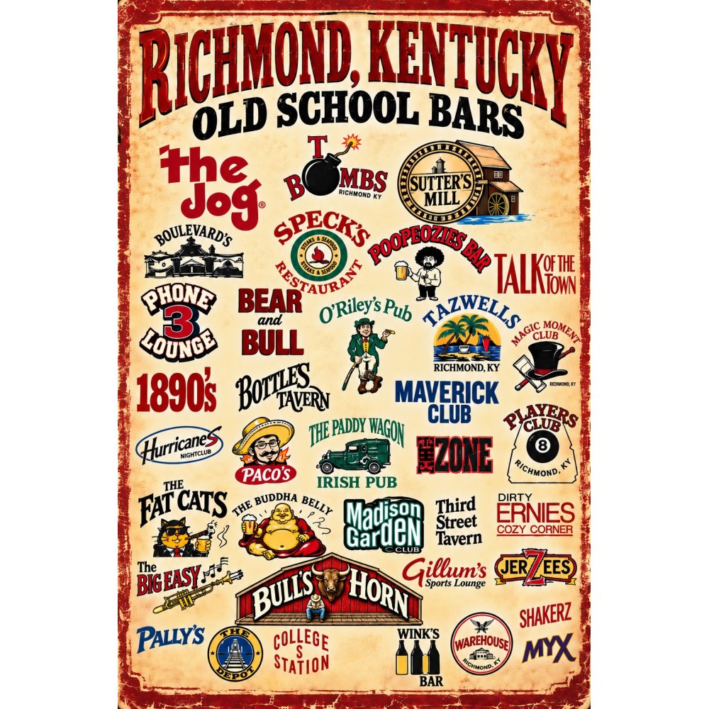 Richmond Old School Bars Vintage Poster